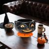 Retro Halloween, Smiling  Cat Candy Bowl, Snack Candy Jar, Halloween Drink And Dessert Cups, Ice Cream, Hot Cocoa, Etc.