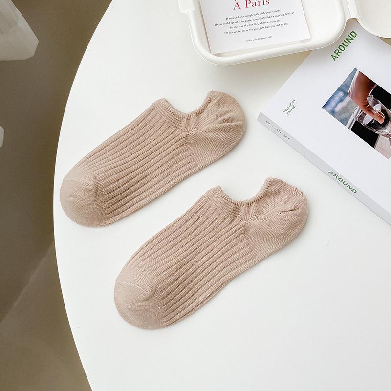 Shallow-mouthed Women's Boat Socks, Thin, Breathable Pure Cotton Socks for Spring and Summer, Candy-colored Solid-colored Women's Short Socks