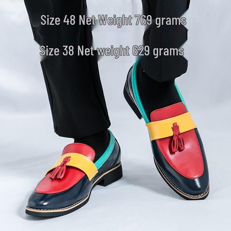 Mocassini Casual da Uomo in Pelle - Design Retro Color Block con Nappine