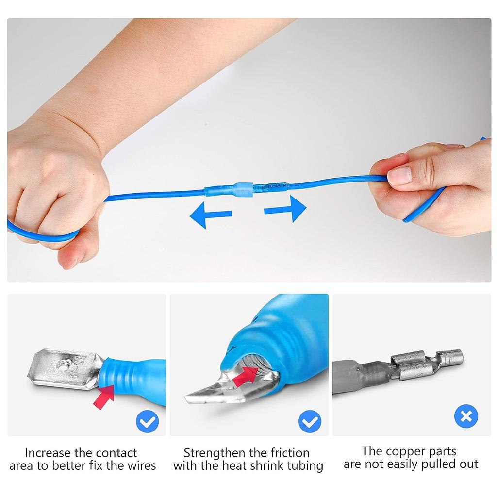90PCS Heat Shrink Wire Connectors, Multipurpose Waterproof Electrical Wire Terminals kit, Insulated Crimp Connectors Ring Fork