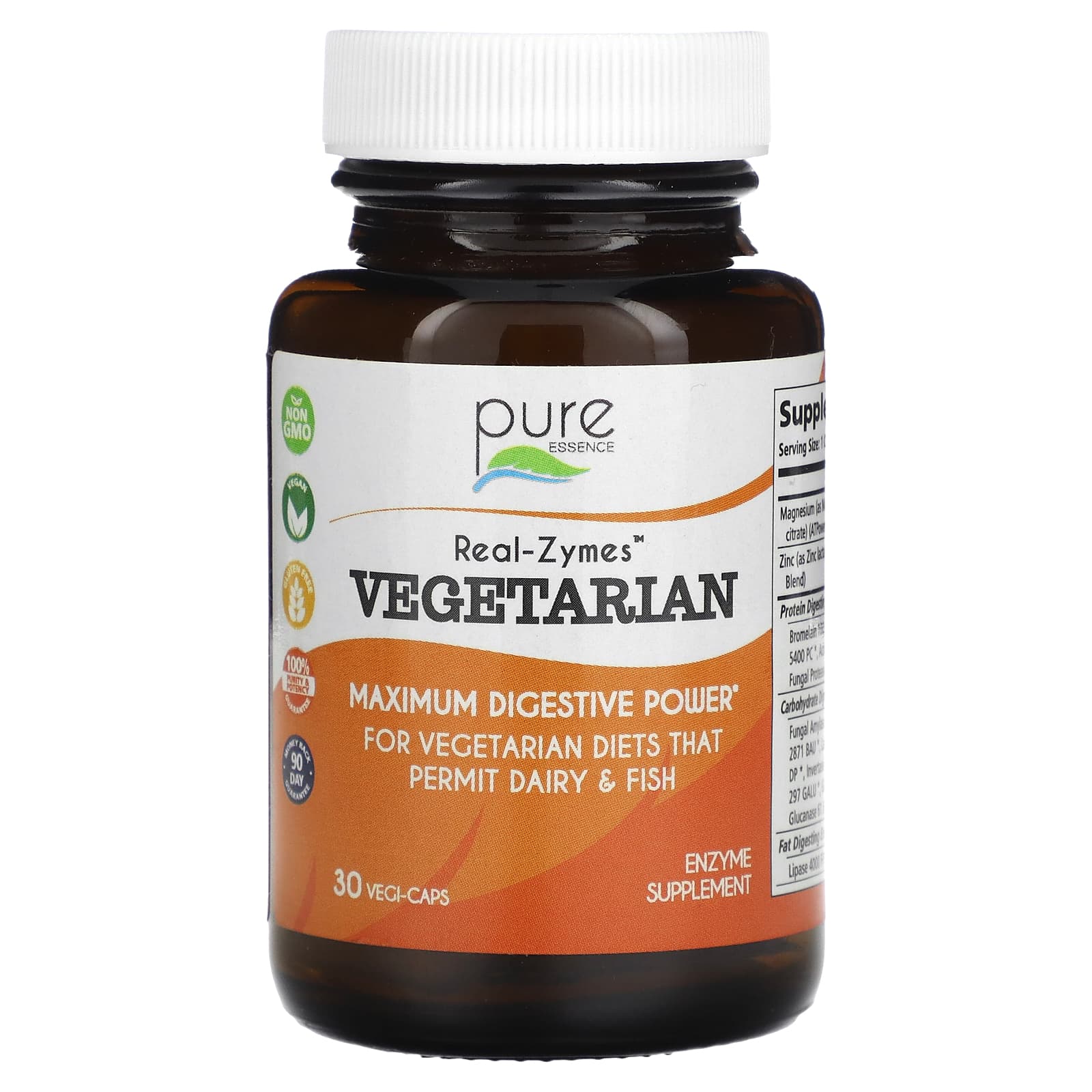 

Pure Essence, Real-Zymes, vegetable, 30 veggie capsules