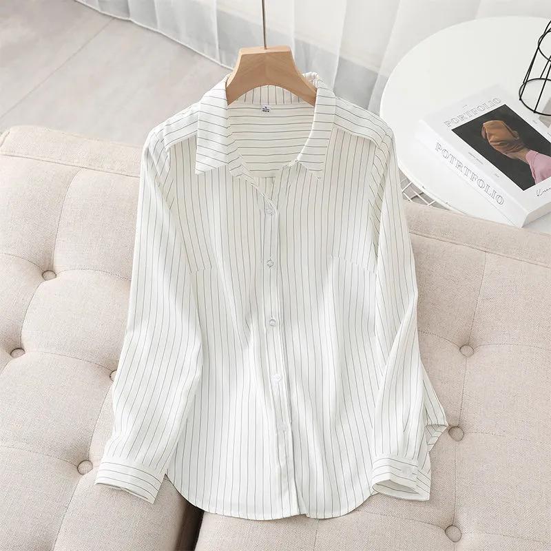

Womens Casual Vertical Stripe Long Sleeve Button Down Shirt S