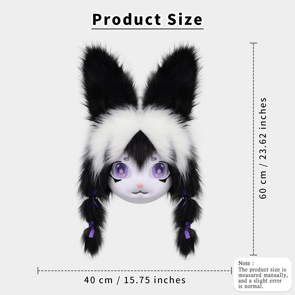 Maschera Testina Animale Peluche Copricapo Fursuit Accessori Costume Cosplay Maschera