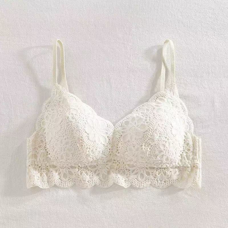Spring and Summer New Lace French Women's Bra, No Empty Cup, No Steel Ring, Sexy Back Inside