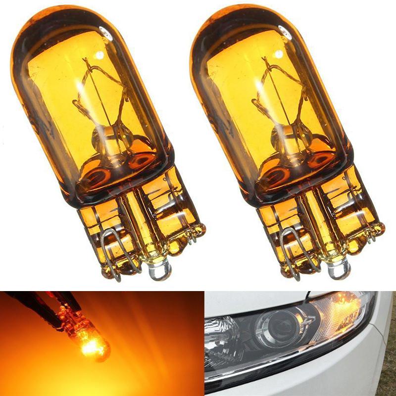 10pcs T10 168/W5W 5W Halogen Car Globe Front Sidelight Headlight Bulb Yellow