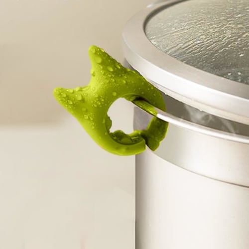 Cute Pot Spatula Rack, Cooking Spoon Holder, 2-Piece Pot Lid Holder, Silicone, Heat-Resistant, Non-Slip, Space-Saving, Pot Side Overflow Prevention Ra