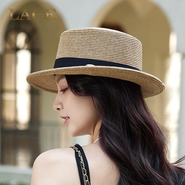 European Retro Letter Sewn Flat Top Sun & Beach Hat