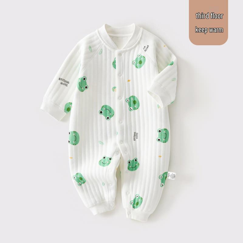 

Cozy Cotton Long Sleeve Baby Jumpsuit - Warm Snap-Front Romper for Autumn & Winter 59 cm