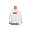 Nike Logo Fleece-Lined Crewneck Sweatshirt for Men in White