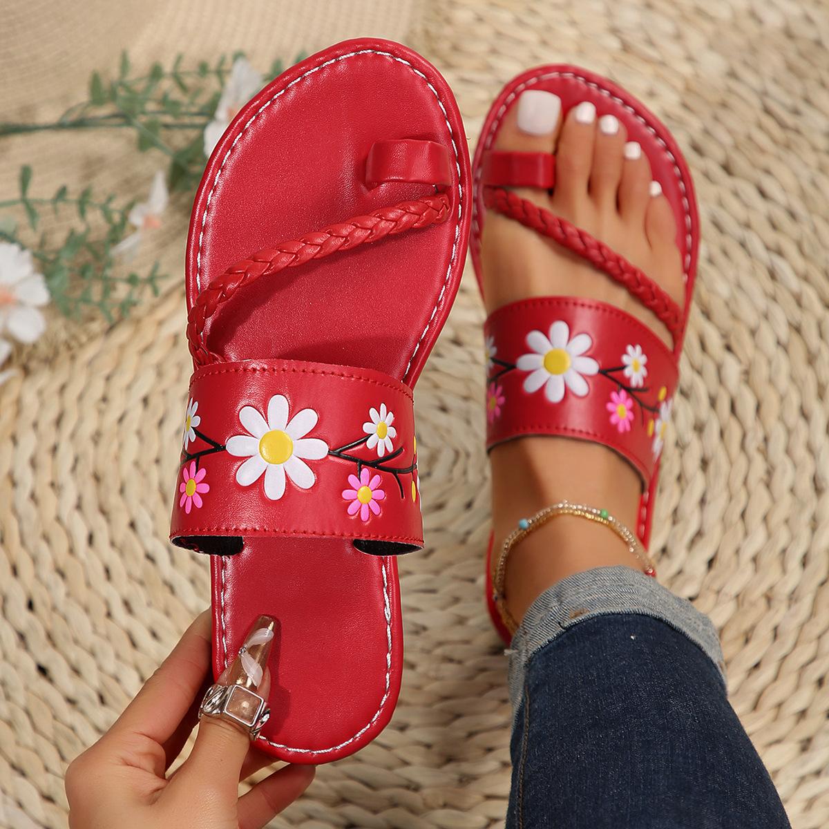 

Summer Transparent Sandals Flower One-Bottom Women s Slippers 43 yards 305g красный
