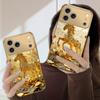 A Lovely Golden Steed For iPhone Air 16 E 15PRO 14 13 Plus 12 Mini 11 17 Pro Max XR 16E 17ProMax 17Pro Golden Glass Phone Case