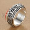 S925 Sterling Silver Rotatable Six-Pointed Star Wide Band Ring for Men - Retro Index Finger Design