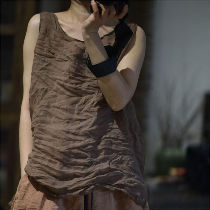 Johnature Woman Summer Vintage Solid Color Waistcoat Fashion Chinese Style Casual Retro Personality Tops