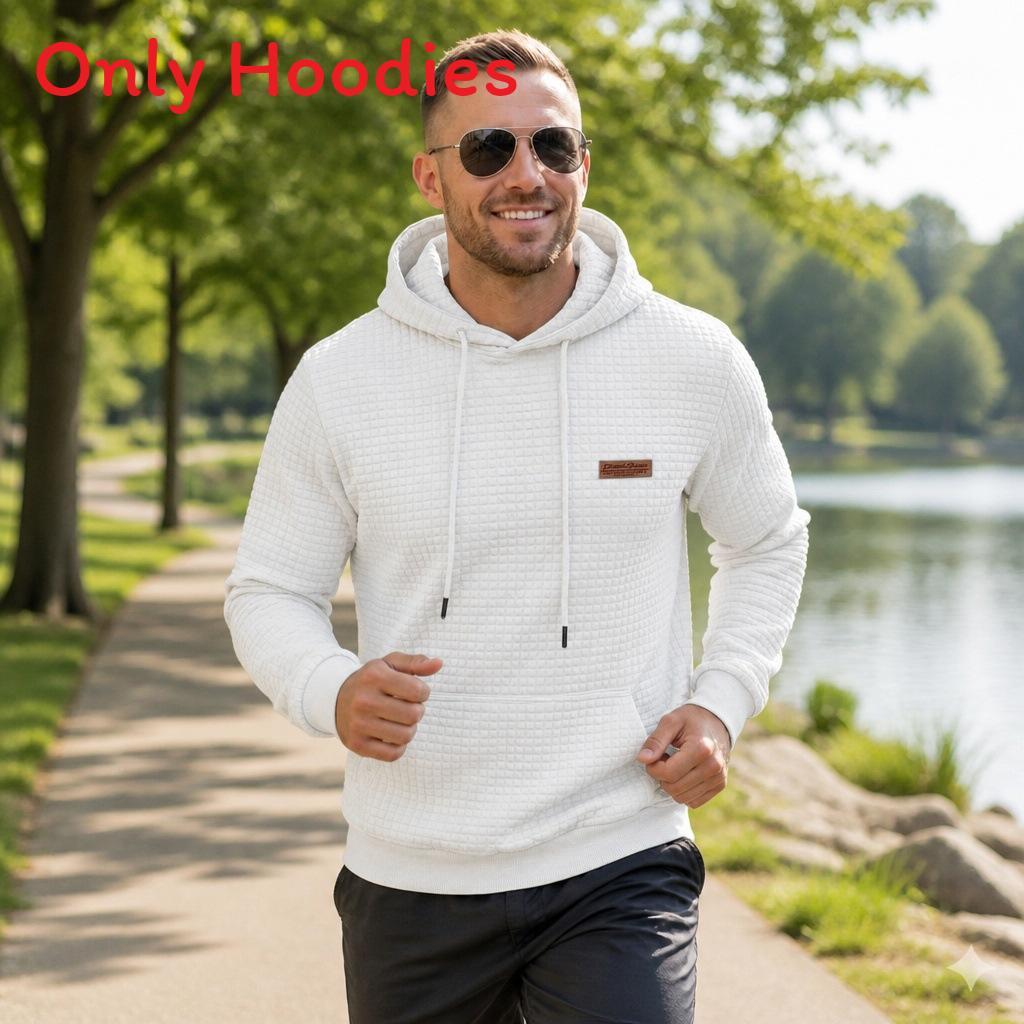 Outdoor Sports Hoodie For Men With Textured Jacquard Fabric Casual Fall Wear