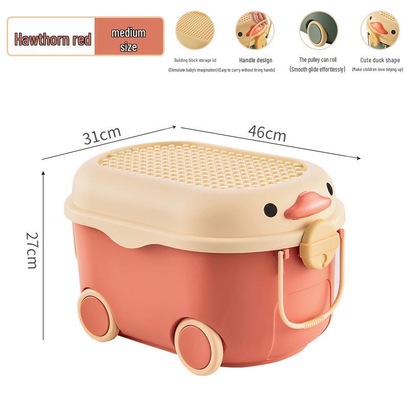 Children's Cartoon Storage Box with Wheels - Large Capacity Organizer for Toys, Clothes, and Snacks
