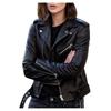 Womens Short Biker Jacket with Zipper and Button Detail Multiple Colors