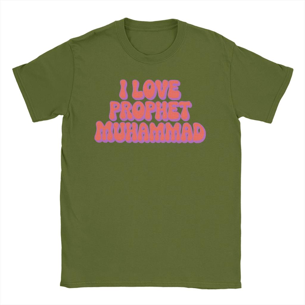 Funny I Love Muhammad T-Shirt Men Round Collar 100% Cotton T Shirt  Short Sleeve Tees Adult Clothing