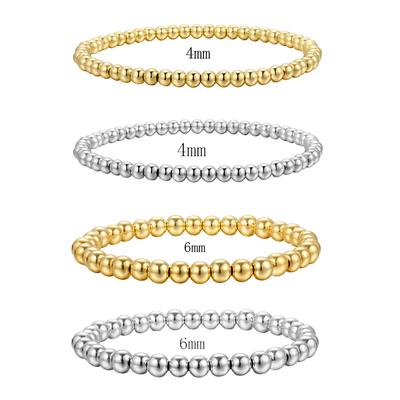 4mm/6mm Beads Bracelet for Women Trendy Statement Round Beaded Handmade Bracelet Fashion Jewelry