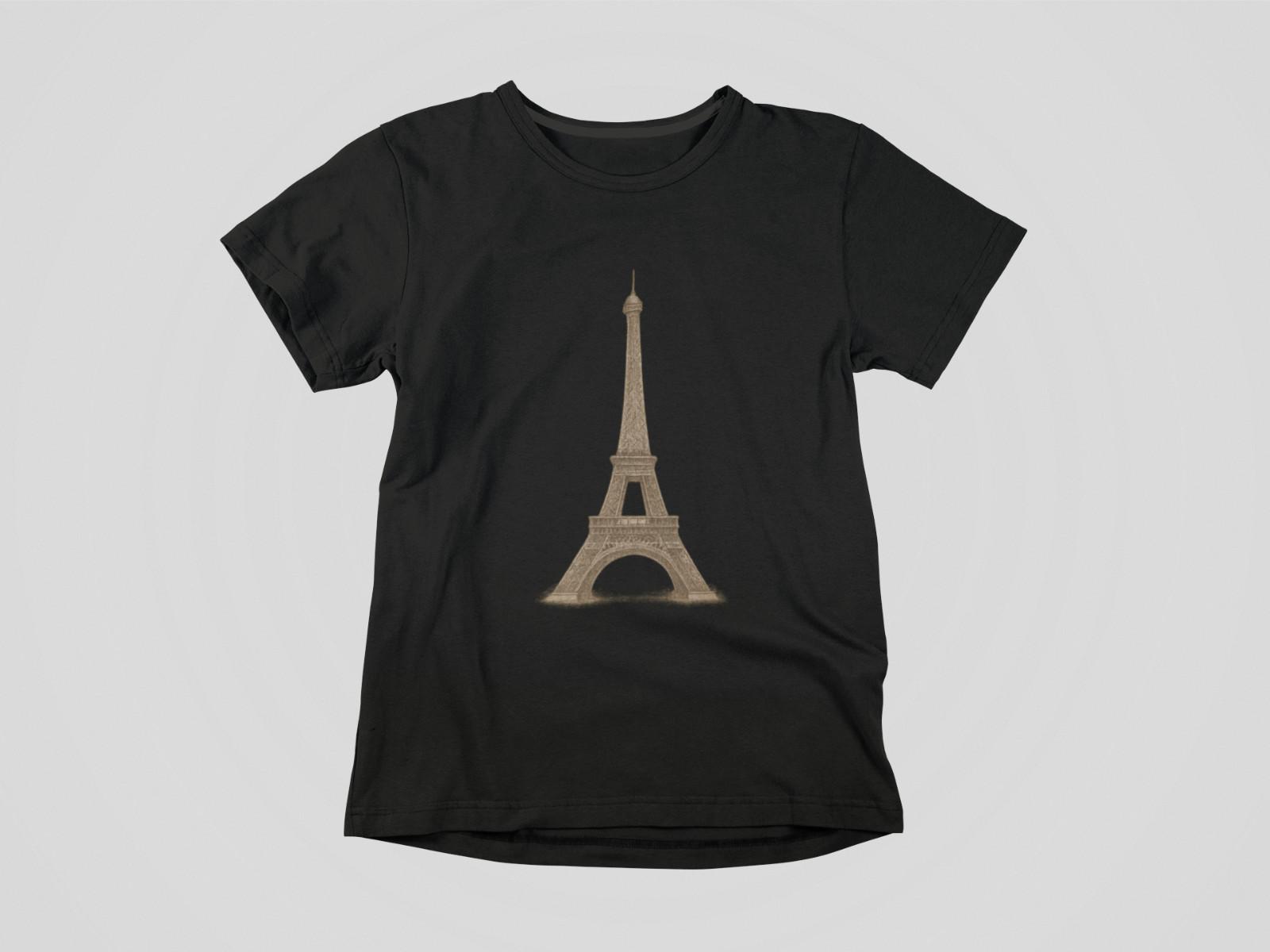 Vintage Eiffel Tower Sketch T-Shirt Retro Paris Graphic Tee Unisex Softstyle XL