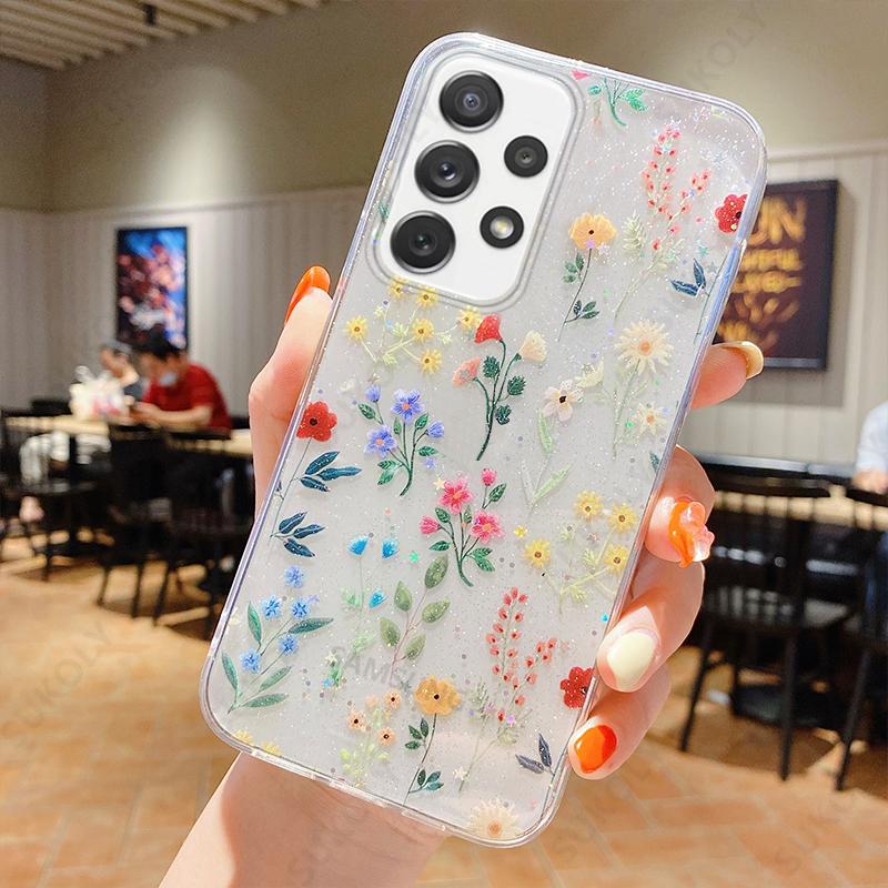 

Для Samsung Galaxy S24+ S23 Ultra S22 S21 Plus A55 A35 A15 A25 A14 A34 5G S20 FE A53 5G Чохол Flower Phone Transparent Cover Samsung A35