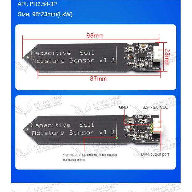 Capacitive Soil Moisture Sensor Module Not Easy To Corrode Wide Voltage Wire 3.3~5.5V Corrosion Resistant W/ Gravity for Arduino