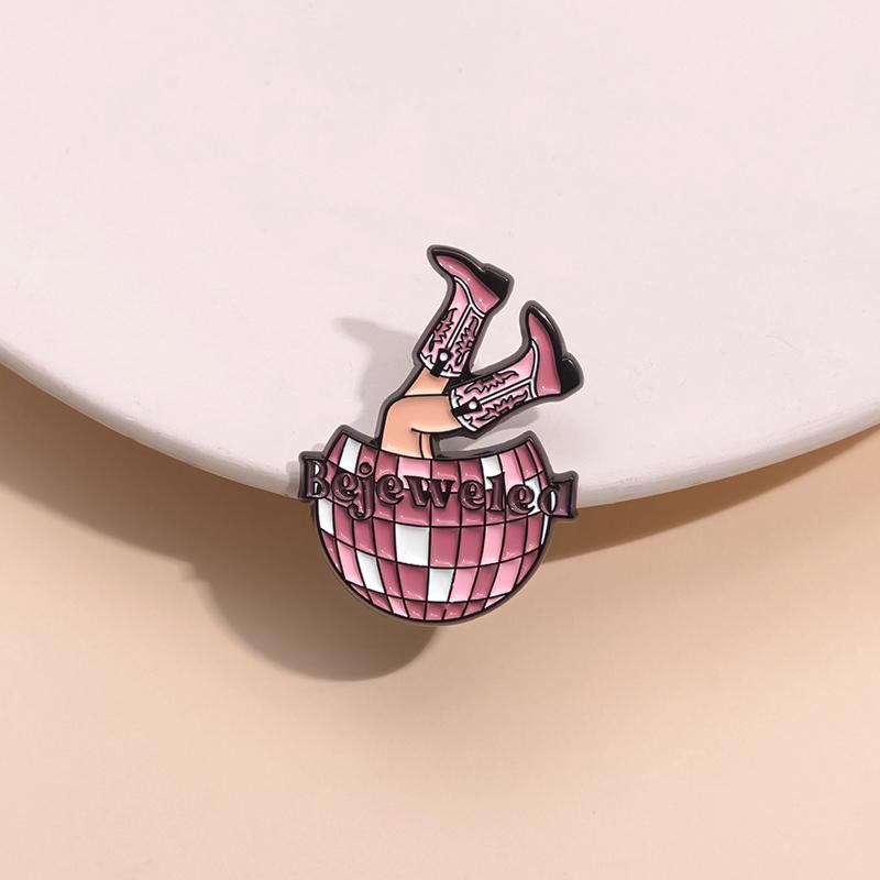 Bejeweled Enamel Pins Custom Disco Cowboy Retro Pink Brooches Lapel Badges Punk Jewelry Gift for Friends
