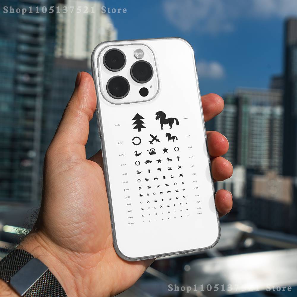 

Medical Eye Vision Chart Phone Case For iPhone 16,15,17,12,13,14,11 Max,Pro,Plus,X,XS,XR,SE4,E Mini Transparent Cover iPhone14Plus