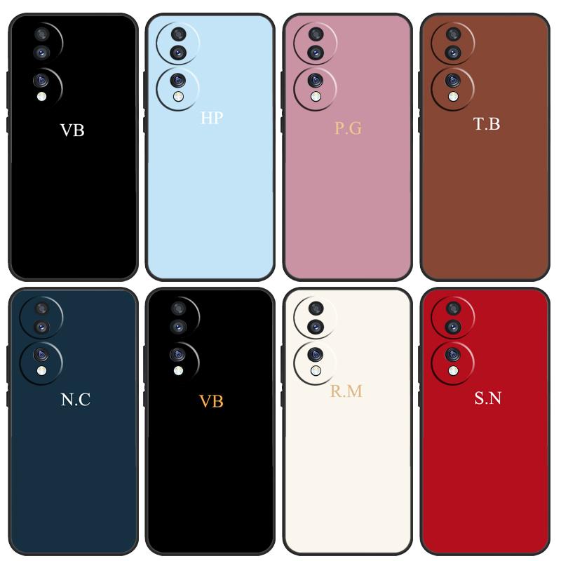Personalised Pastel Initials Monogram Phone Case For Honor Magic 5 Pro 50 70 90 Lite 8X 9X X6 X7 X8 X9 X8a X7a X6a X9b X9a Cover