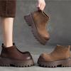 Johnature Genuine Leather Thick Soled Ankle Boots Retro Back Zipper Cowhide Commuting Women's Platform Shoes