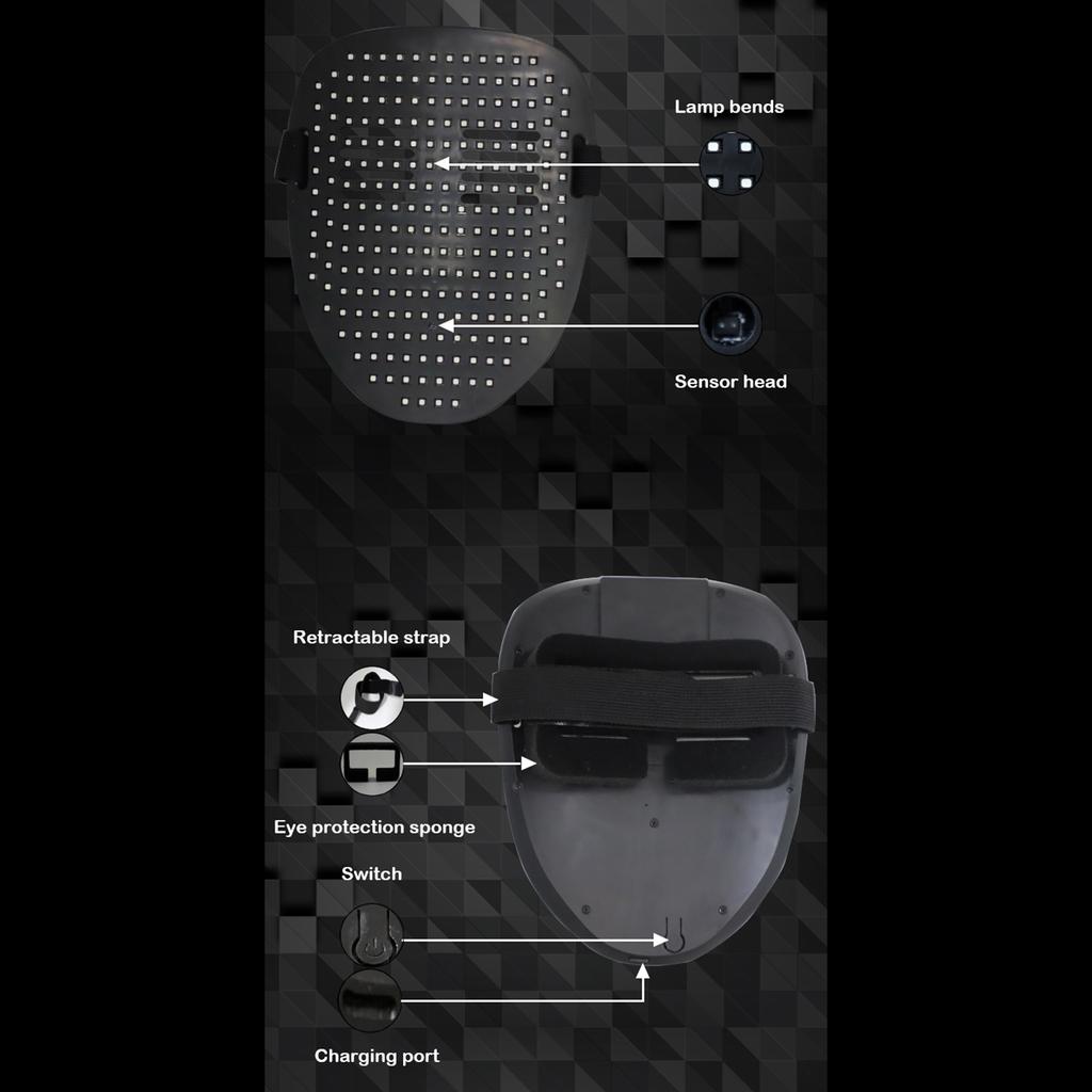 thumbnail image 2 of LED Face Mask With Gesture Control - Light Up Transforming Mask For Halloween & Cosplay Parties 2 of 4