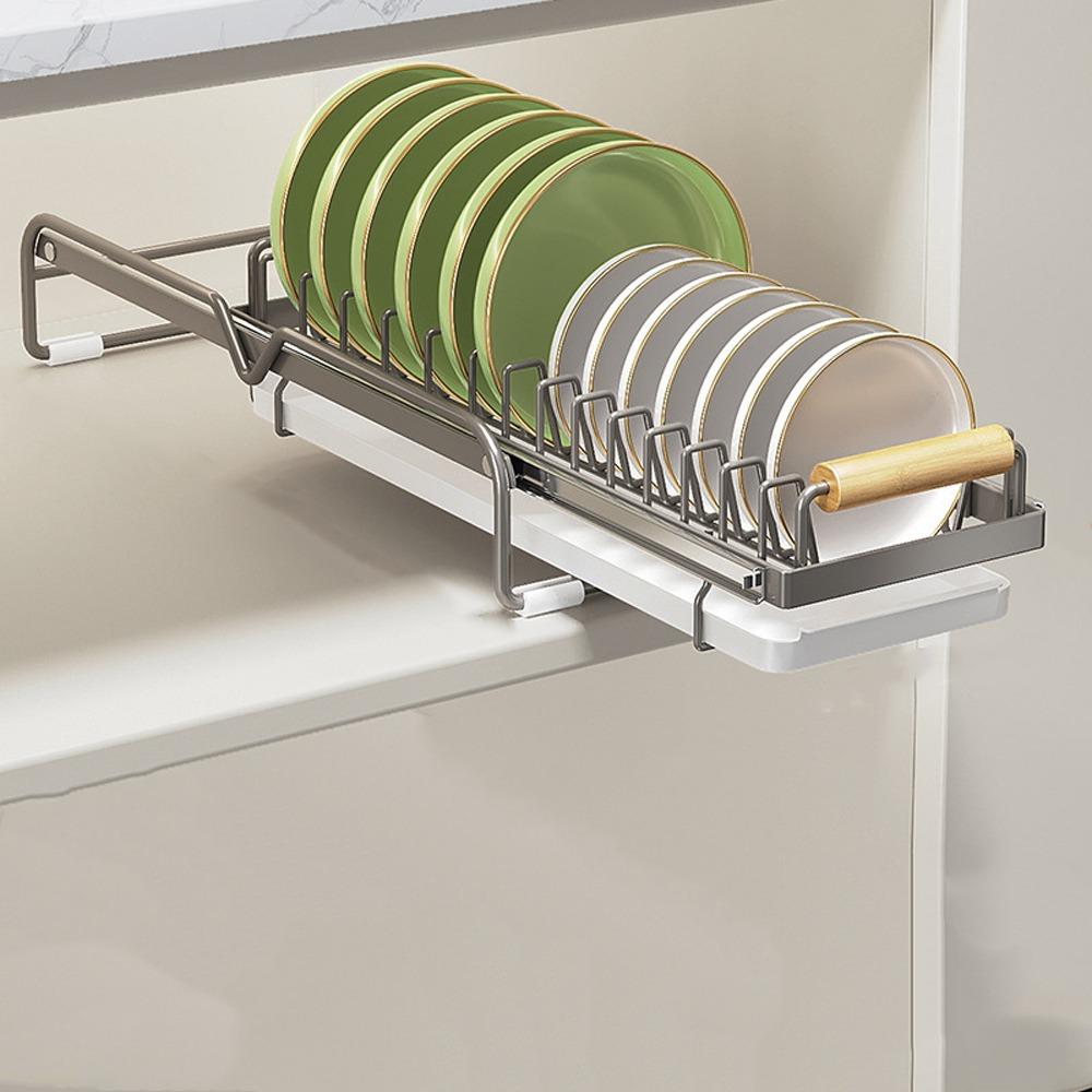 Single Tier Dish Drying Rack Wear Resistant Metal Under Sink Rack Multifunctional Anti-Slip Dish Drainer Storage