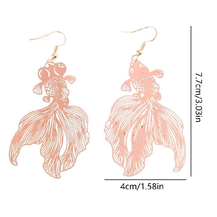 Trendy Fish shaped Earrings Fashionable Hollow Fish Ear Pendant for Parties Date