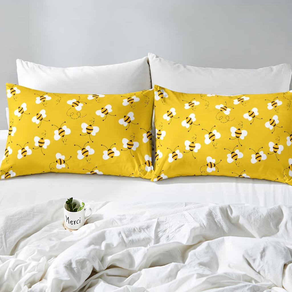 Bee Pattern Quilt Cover Three-Piece Bedding Set Bedroom Dormitory Bedding Decoration