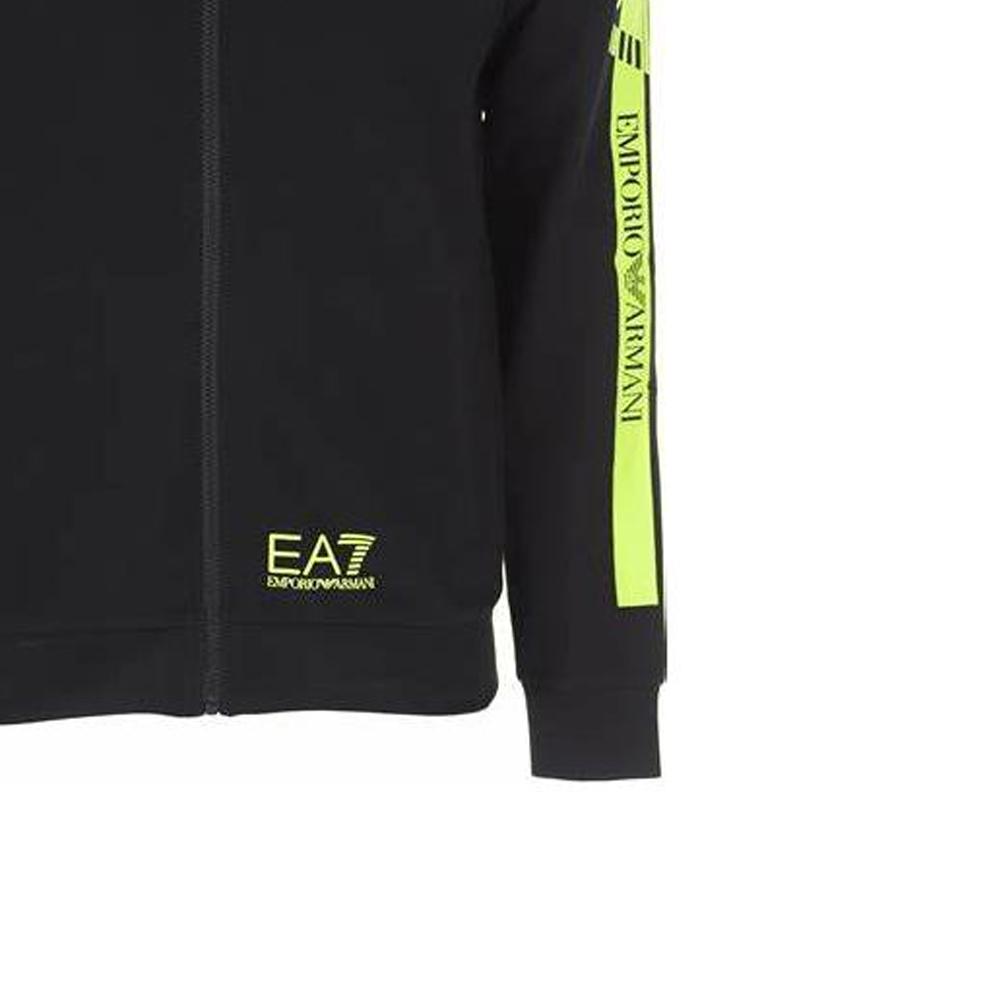 EMPORIO ARMANI EA7 Sweatshirts Men's Black Hooded Moderate Cardigan 3KPM28-PJ05Z-1200