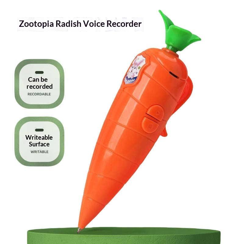 Cute Cartoon Carrot Recorder Props Multifunctional Write & Record Toy Stationery Gift For Kids Students
