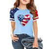 Women's Casual Short Sleeve Crew Neck T-Shirt Independence Day Print Raglan Sleeve Lightweight Cotton Blend Top for Summer