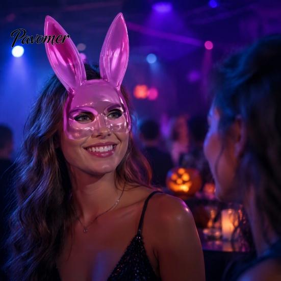 Rabbit Mask for Halloween Bunny Mask, Cosplay Face with Long Creepy Parties Ears, Lightweight Plastic Cushion Masquerade Party Costume Comfortable