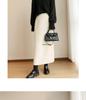 2024 Autumn/Winter Women's Bodycon Knitted Midi Skirt - Temperament Style with Slit