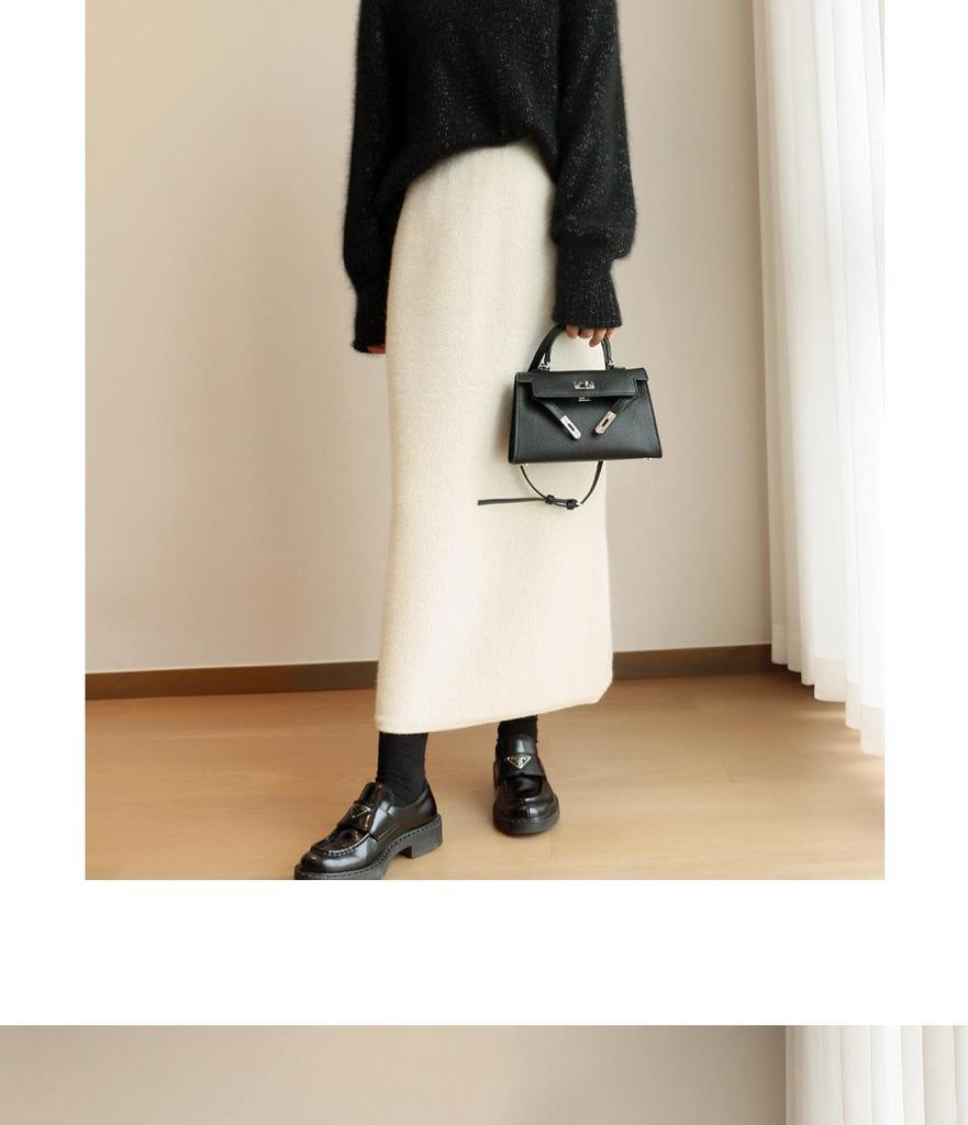 2024 Autumn/Winter Women's Bodycon Knitted Midi Skirt - Temperament Style with Slit