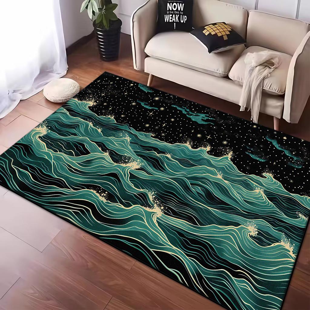 Nordischer Abstrakt Wellen 3D Teppich für Zuhause Wohnzimmer Modernes Schlafzimmer Sofa Fußmatte Dekor Kinder Spielbereich Teppich Rutschfeste Bodenmatte