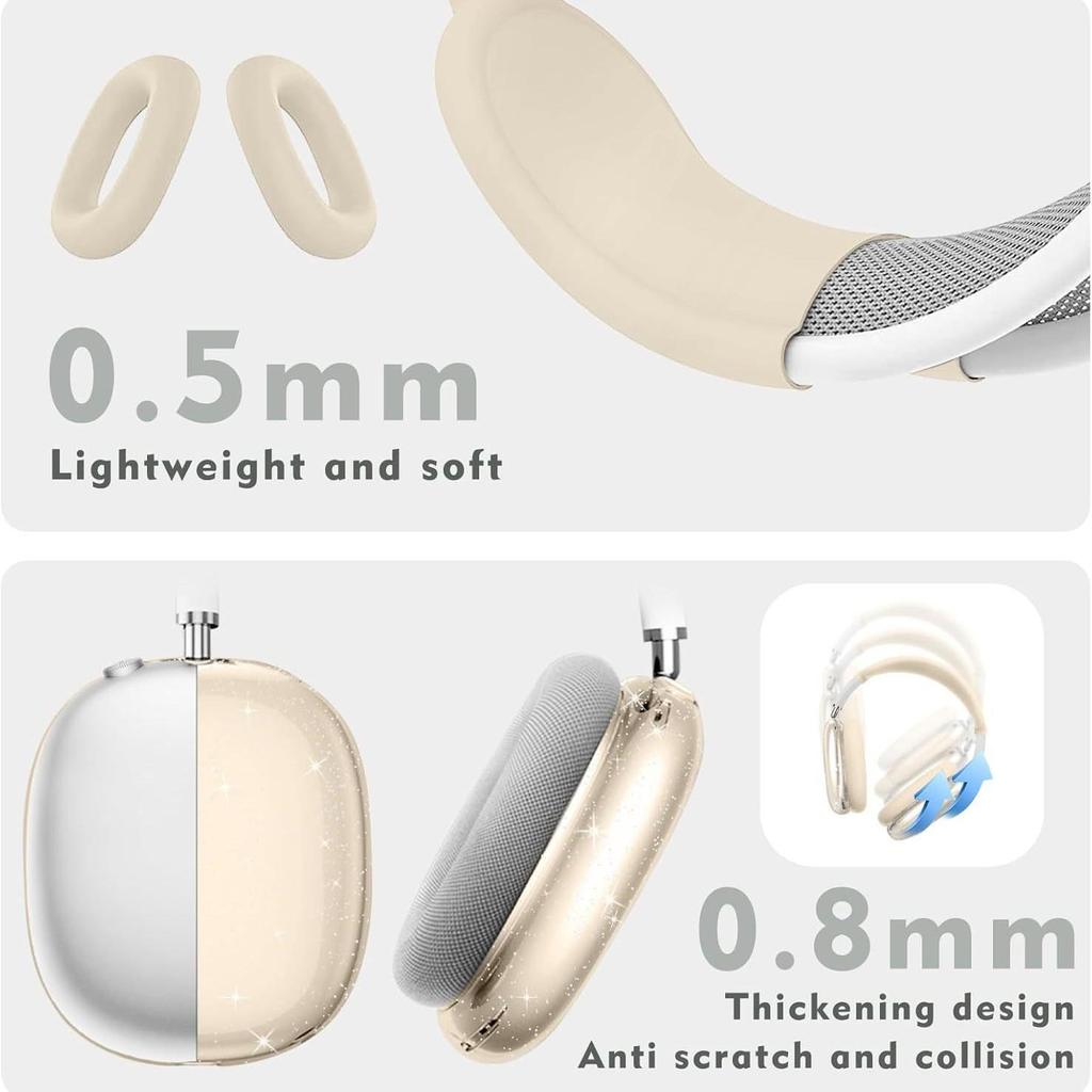 Applicable AirPods Max Over-Ear Headphones Transparent Glitter Silicone Case