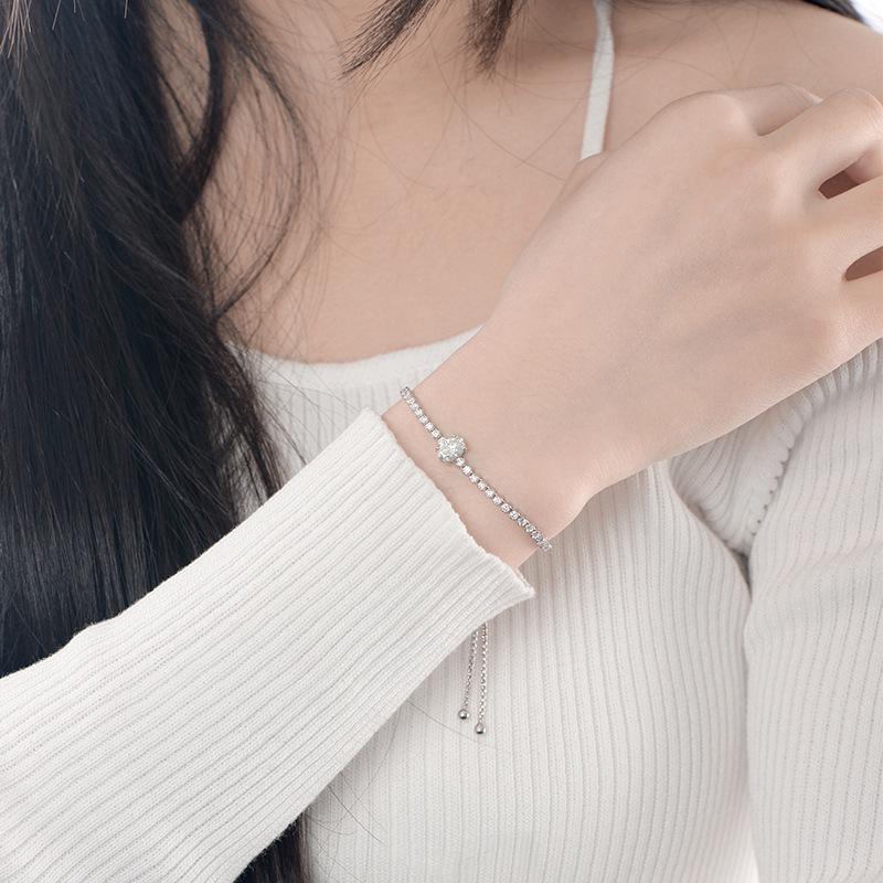 Sterling Silver S925 Mosonite Stahovací náramek Volná úprava Vajíčko Celodiamantový náramek Dámský Pracovní diamant