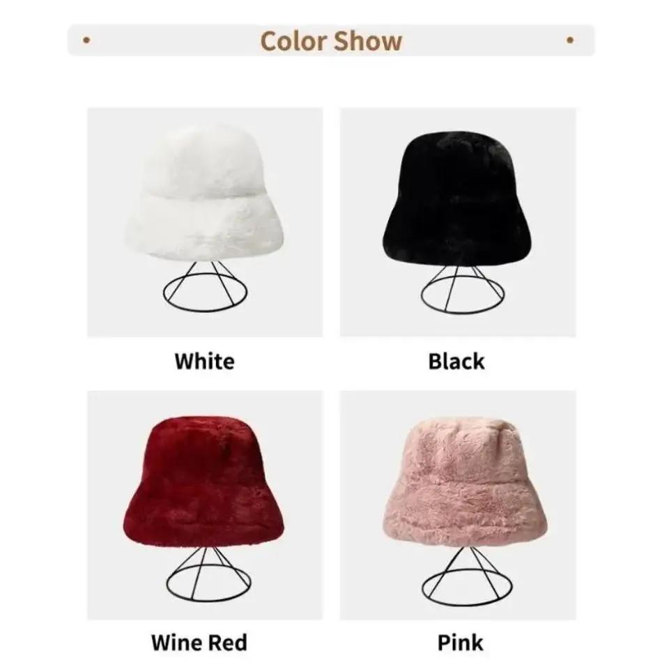 1 Pcs New Fur Fisherman Hat Korean Version Fashionable Versatile Bucket Hat Hat For Women In Winter Warm Imitation Mink
