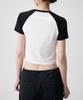 MUSINSA STANDARD WOMAN Women'S Slim Crop Raglan T-Shirt [White/Black]