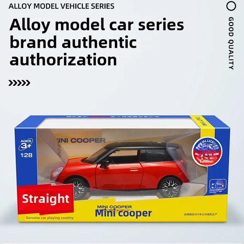 CCA Diecast 1/28 BMW Mini Cooper Alloy Car Model Sound Light Children Boy Diecast Toy Vehicle Collection Miniature Voiture