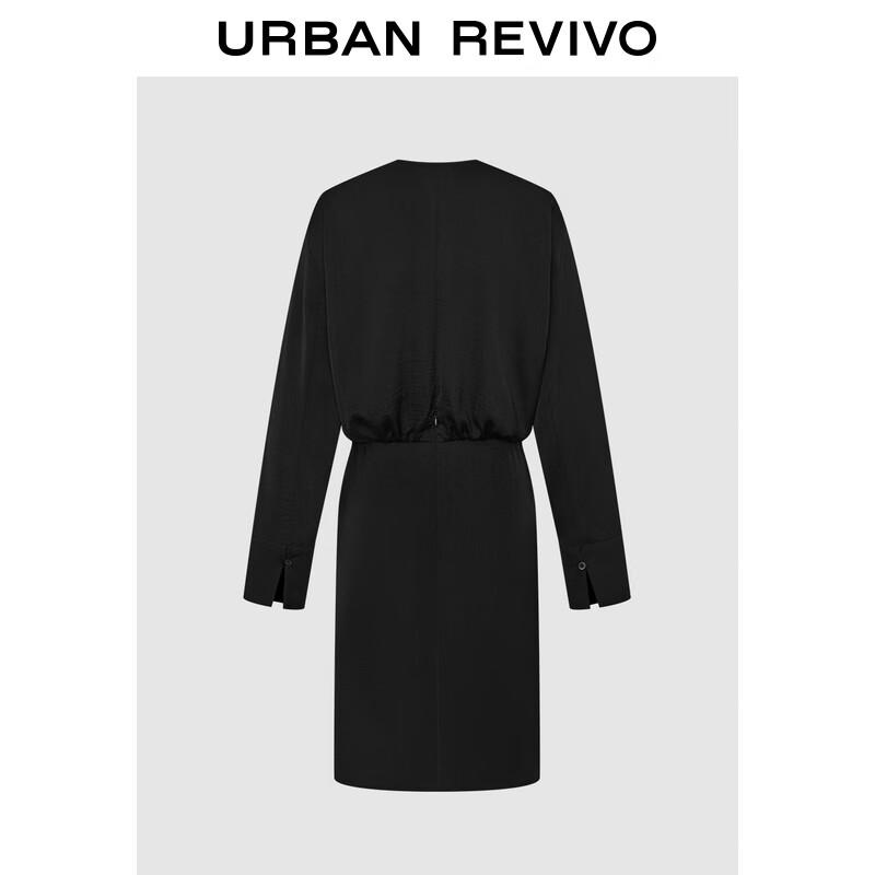 UR 2024 Autumn Women's Elegant V-Neck Twist-Knot Midi Dress