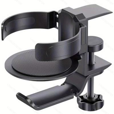 Adelphos Cup Stand, Drink Holder, Headphone Hook, Automatically Moving Clamp, Aluminum Alloy, CUP1 (2 Pieces)