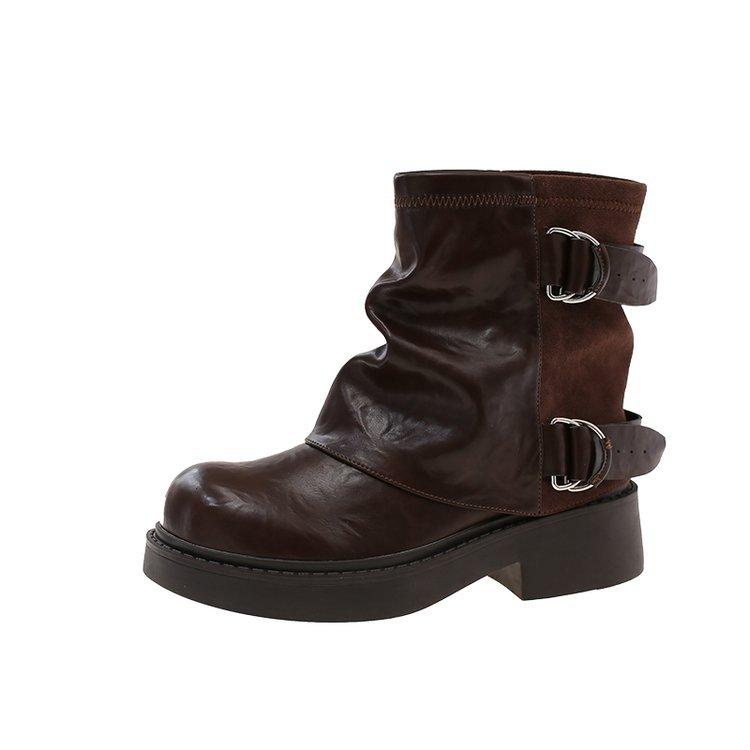 Buty Maillard krótkie botki damskie 2025 nowe buty Martin w stylu brytyjskim damskie wiosenno-jesienne pojedyncze buty retro buty na słupku