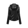 Giacca Invernale con Cappuccio in Ecopelle da Donna Taglie Forti Moda Slim Fit Caldo Cappotto