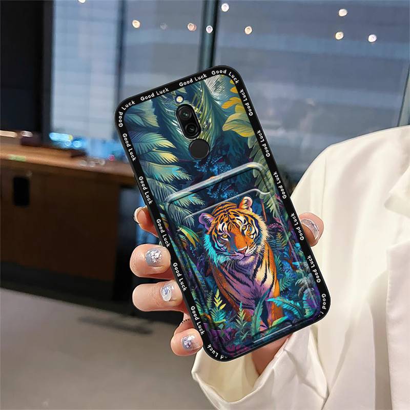 Silicone Soft Case Phone Case For Xiaomi Redmi 8 Full Wrap Fashion Design Card Slot Cover Back Cover Anti-knock TPU Cute